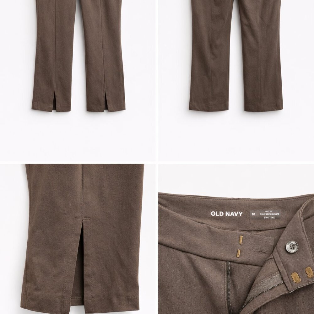 🔥 FLASH SALEOld Navy Brown Pixie Skinny Pants Size10 High Rise Split Hem Office - Picture 2 of 7
